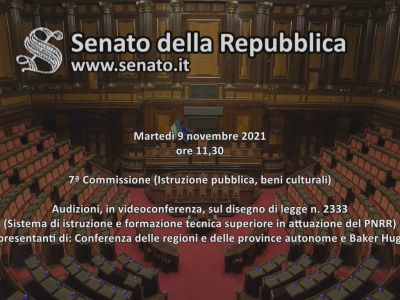 Sistema di istruzione e formazione tecnica superiore in attuazione del PNRR: audizione Conferenza Regioni - 09.11.2021